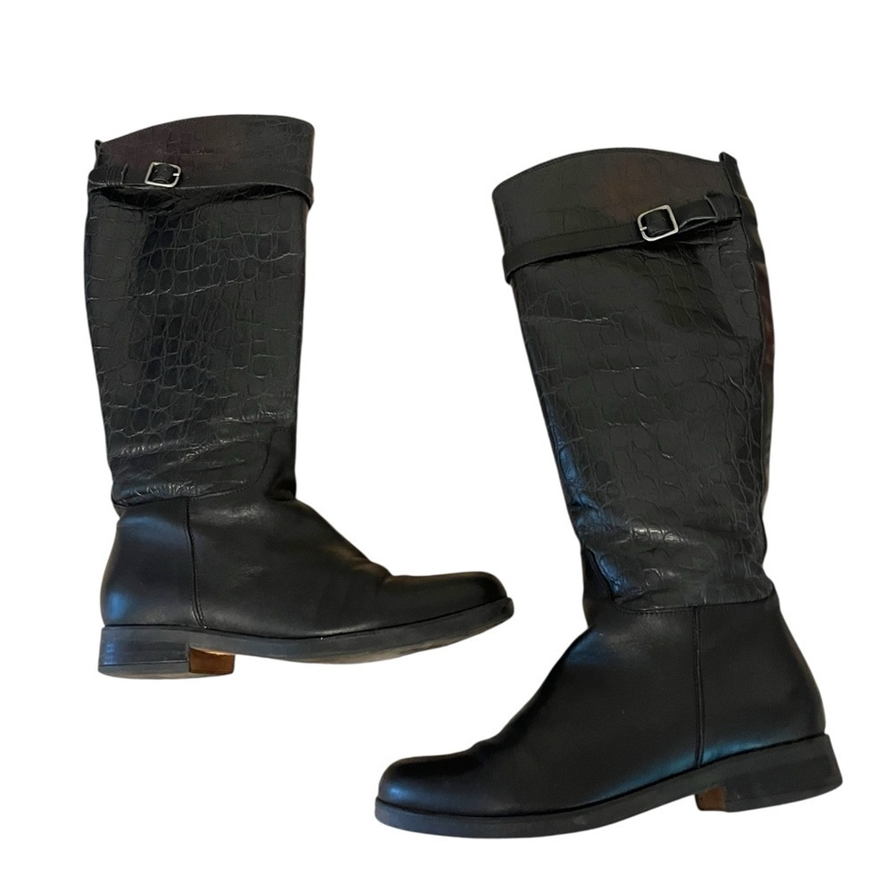 CLARKS HOPEDALE WISH Black Leather Tall Riding Boots Size 8